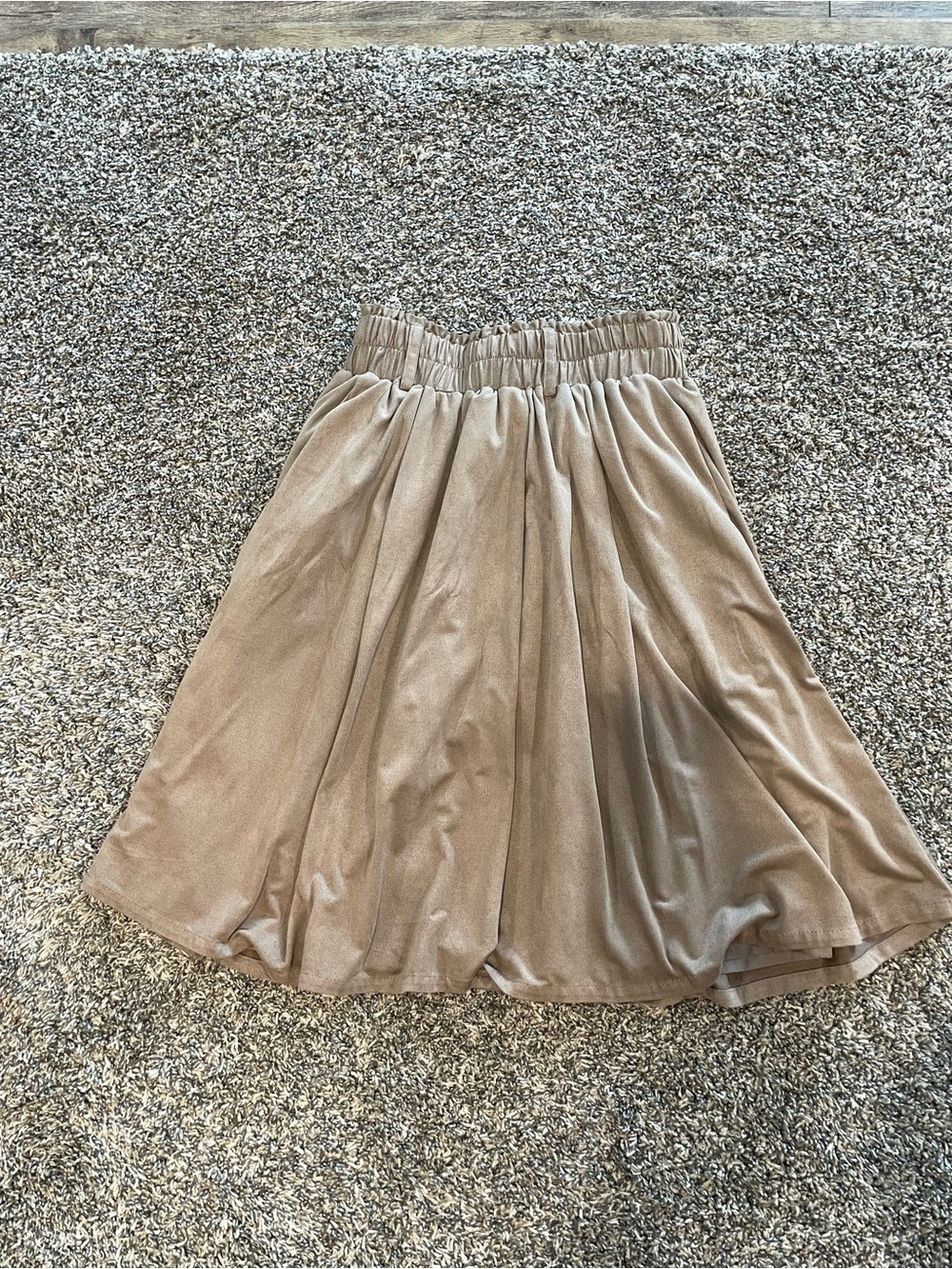 Double Zero Taupe Circle Skirt with Elastic Waist